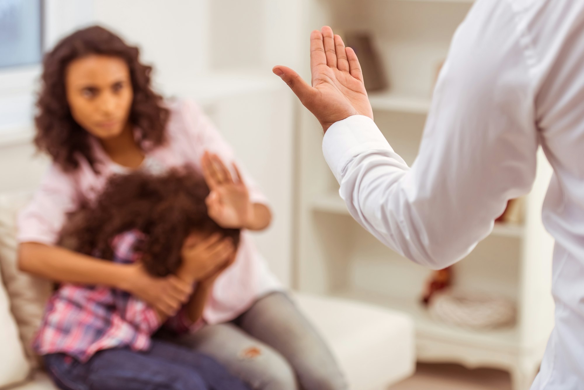 Unhappy Afro-American family